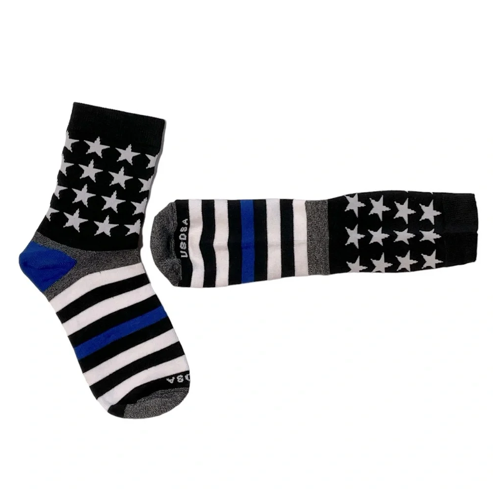 Girls Crew Socks Stars and Stripes Patriotic Themed Three Pair Bundle
